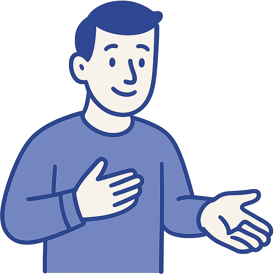 a man who helps others, friendly, approachable, simple style emoji