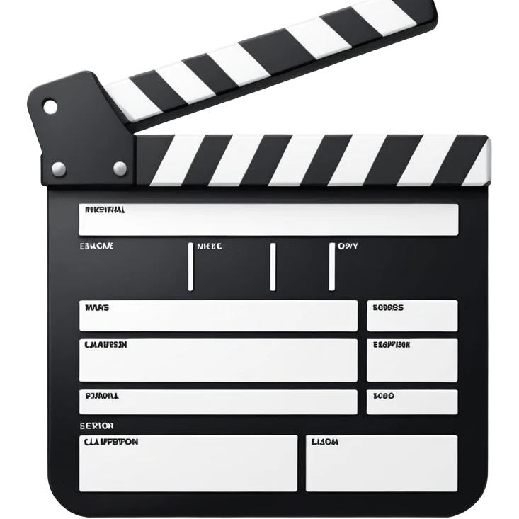 super simplified clapperboard icon, abstract geometric shape, minimal black strokes emoji