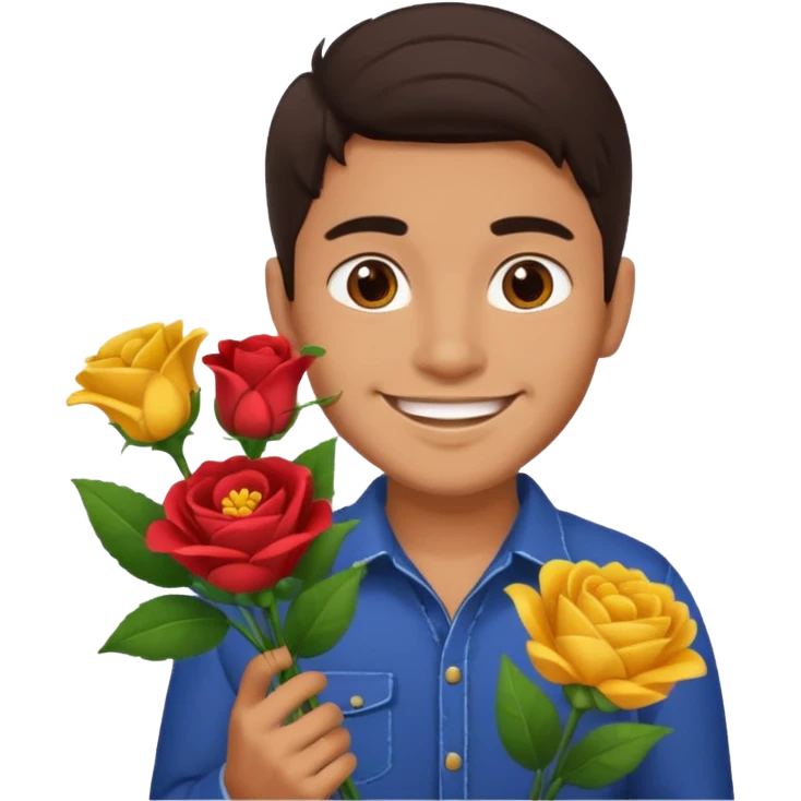 Cute Mexican guy giving you flowers emoji