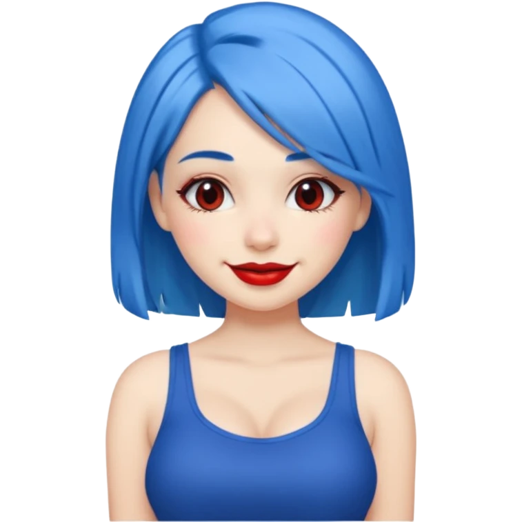büyük memeli mavi saçlı çok güzel bir kız mini etekli kırmızı ruj emoji