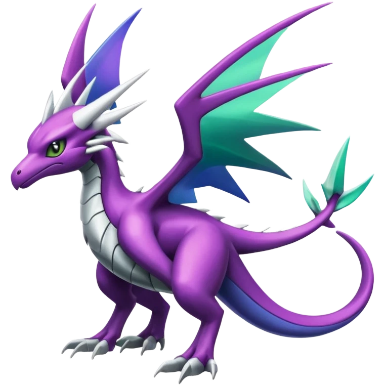 Shiny Green and Purple Noivern-Salazzle-Palkia-Silvally-Dialga-fusion emoji