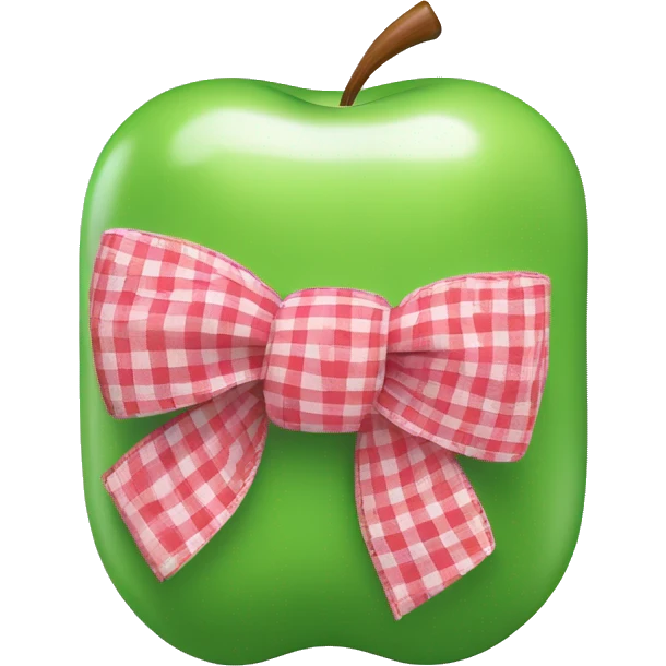 Green Apple AirPod max with pink gingham bows emoji