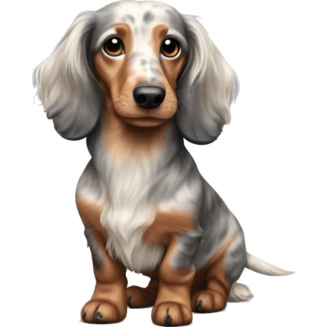 light Merle long haired Dachshund full body emoji