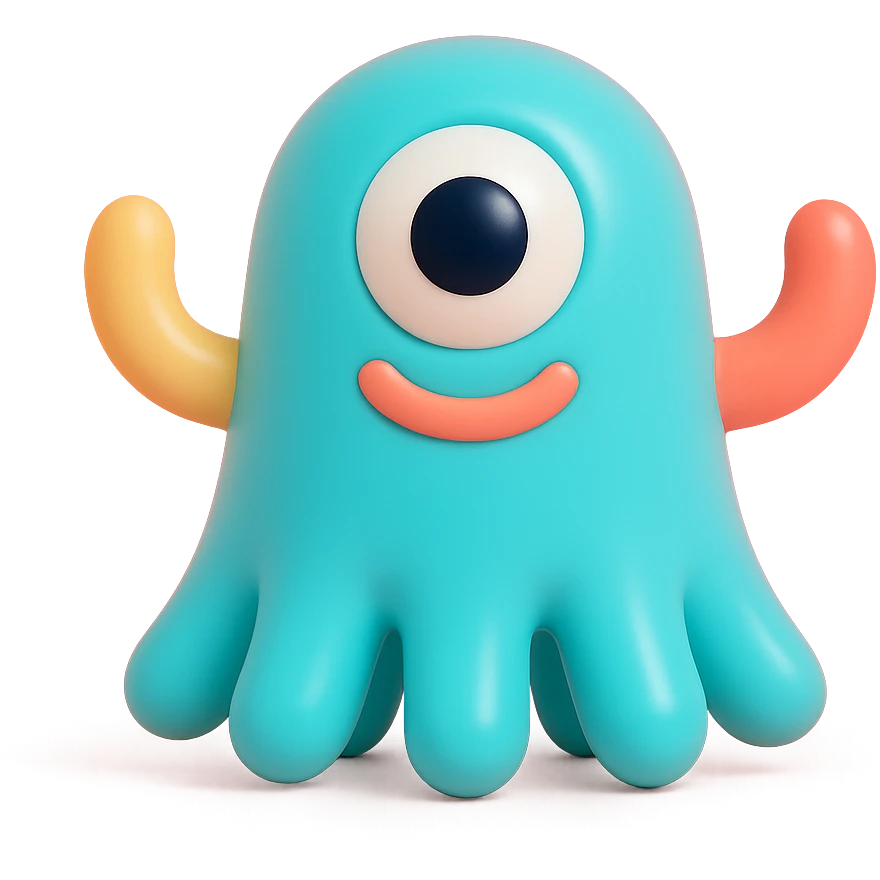 one-eyed monster with tentacles, playful and bright colors emoji
