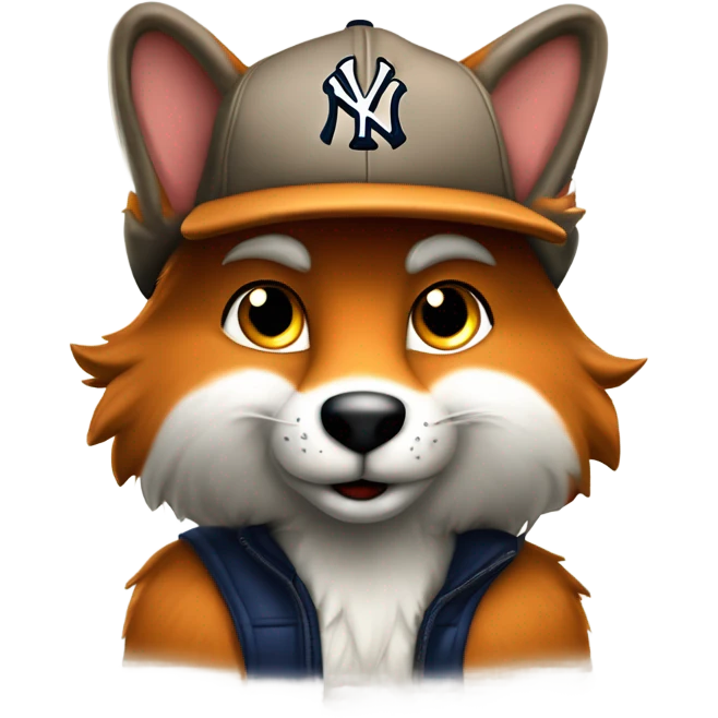 Jeune Furry renard / mignon / sur le dos / musclé / harnais / casquette yankees  emoji