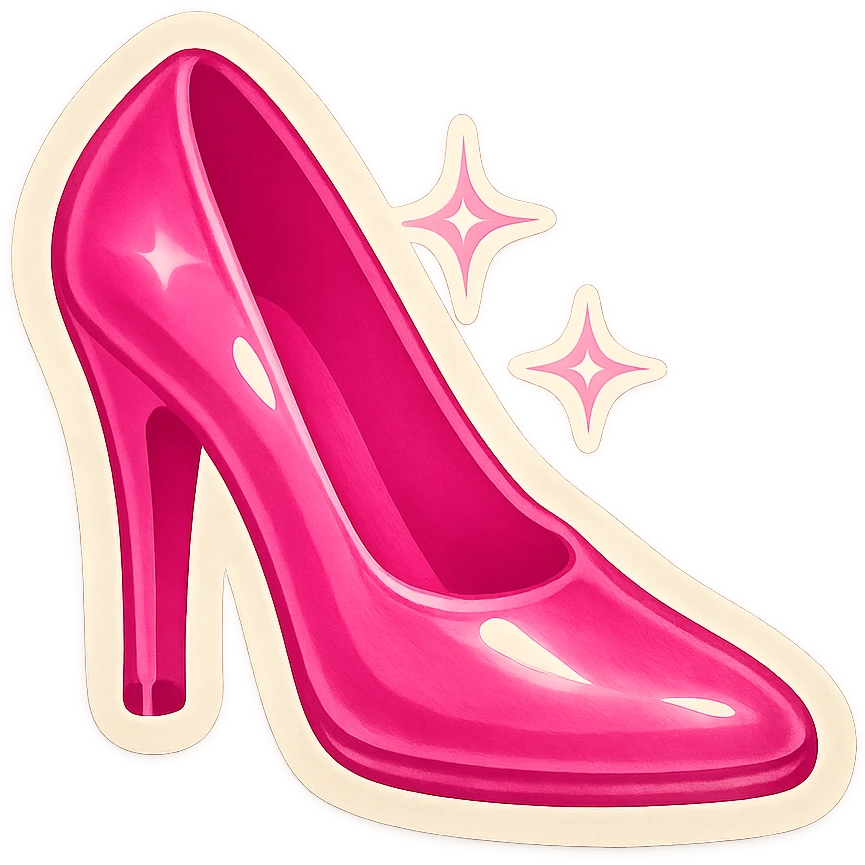 Barbie inspired sticker, pink theme, glamorous, playful, sparkles, fashion accessories emoji