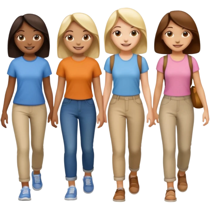 happy walking 4 girls emoji