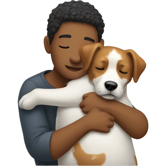 person cuddling a dog emoji