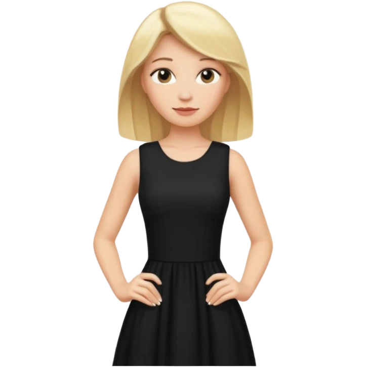 Blonde women, Long black sleveless dress emoji