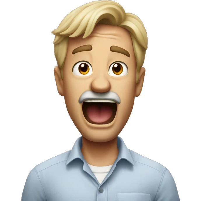 right view of mad Australian dad shouting lines coming out in his mouth emoji