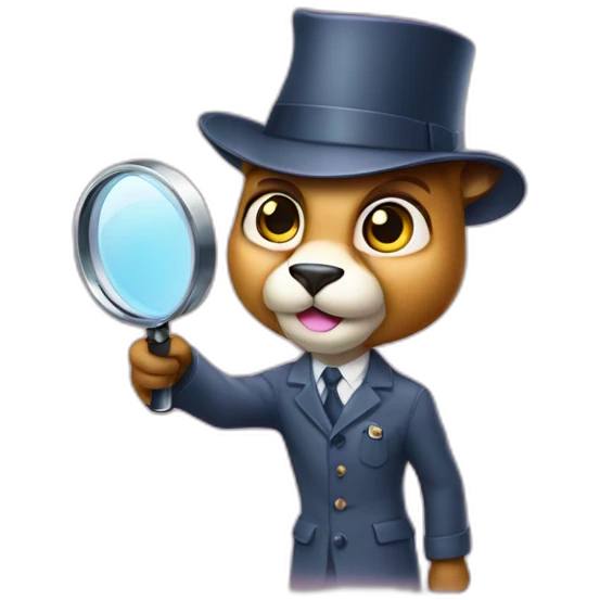 Pink panther holding a detective magnifying glass. emoji