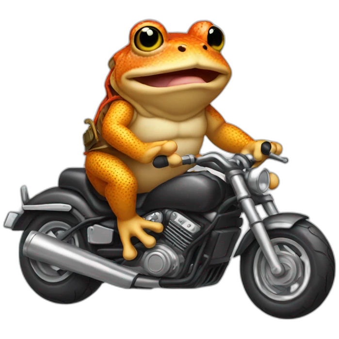 Toad in motorbike with rock and roll style emoji