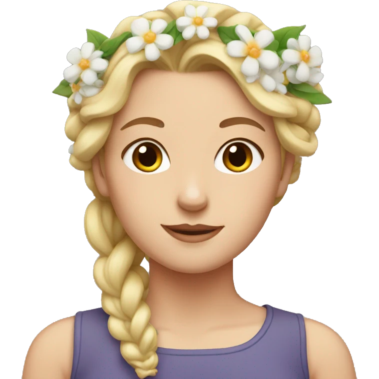 White girl with flowers in hair emoji