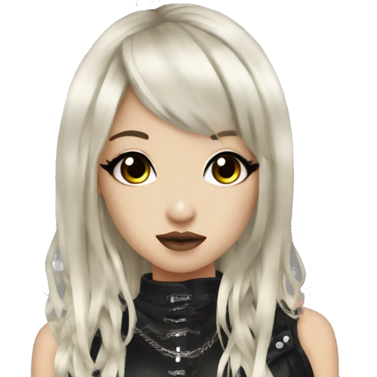 hime gyaru girl, black hair, dark makeup, punk clothes emoji