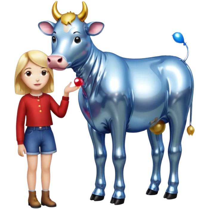   jeff koons  girl cow balloon sculpture  emoji