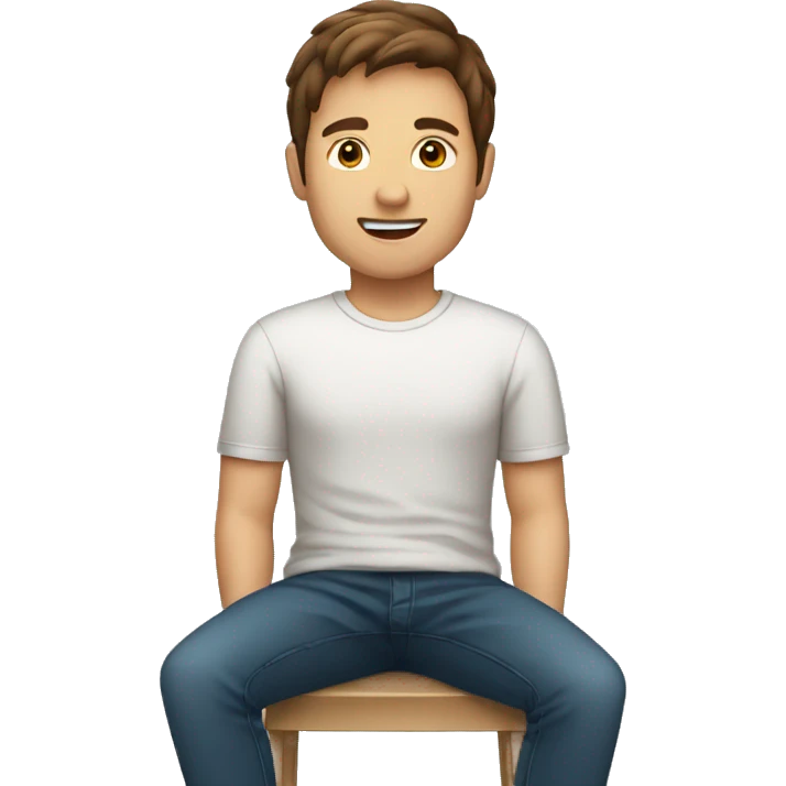brown haired male person sitting upright emoji