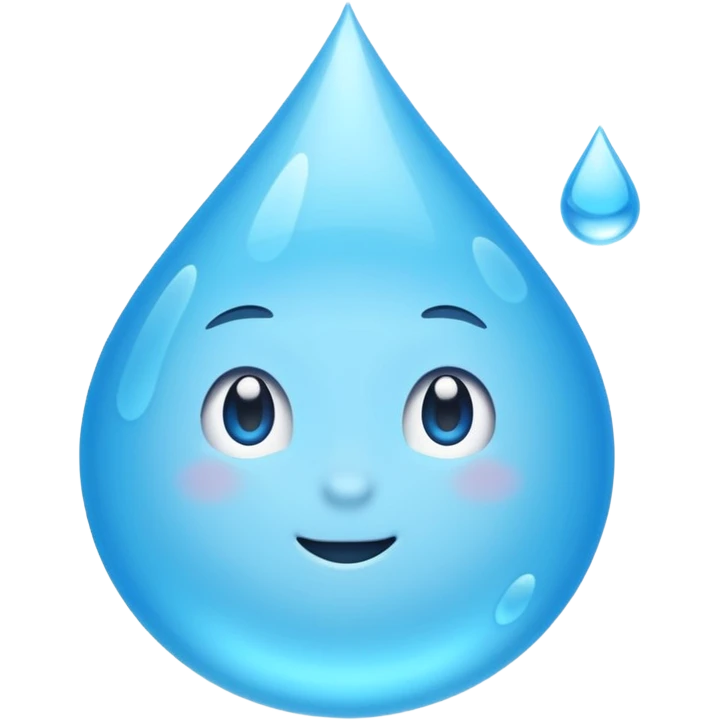 A single water droplet emoji, iPhone emoji style, glossy and smooth, cartoonish, vibrant sky blue color, high detail, simple and cute design, isolated on white background, centered composition


 emoji