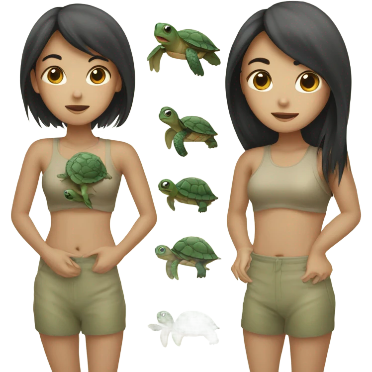 an asian girl but instead of a human body she has the body of a turtlw emoji