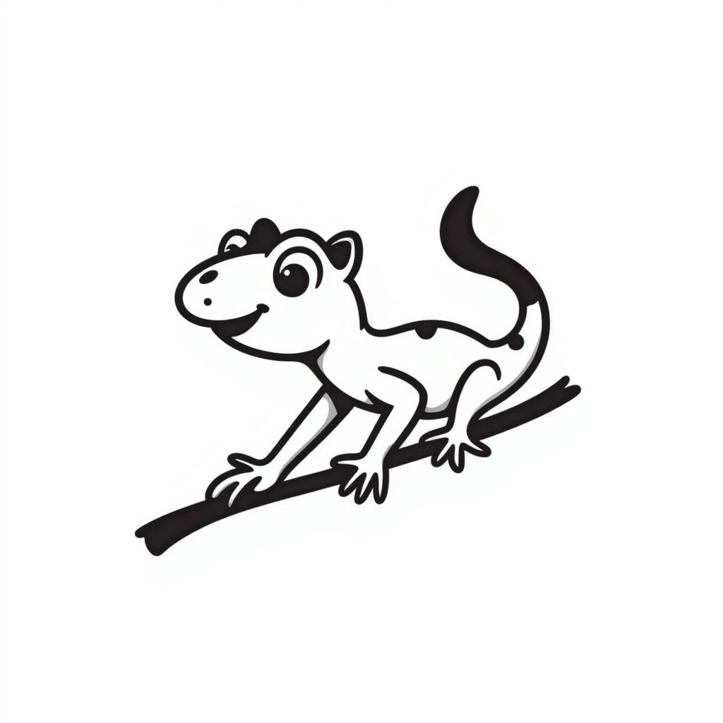 a gecko in side profile, hand drawn doodle style emoji