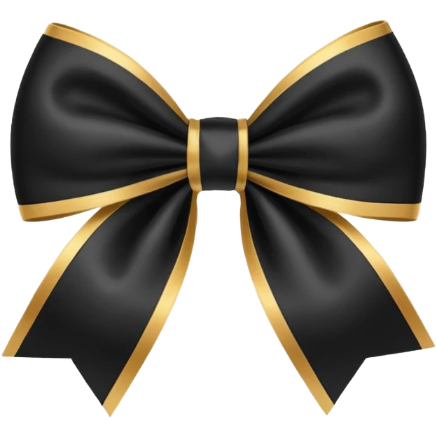 Black bow with golden outer line emoji