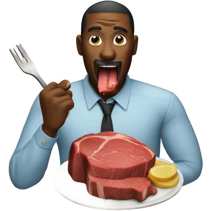 Man eating a big steak  emoji