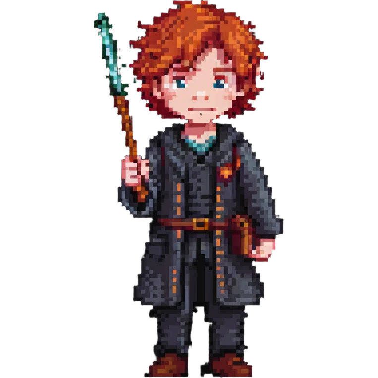 Ron Weasley with red hair and wand emoji