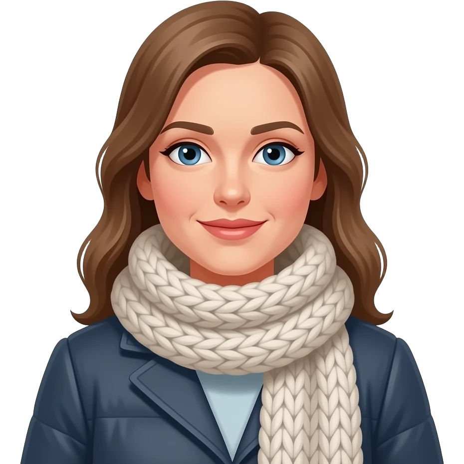 german winter woman with big scarves on neck emoji