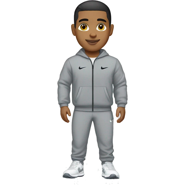 mixed race male in grey nike tracksuit  emoji