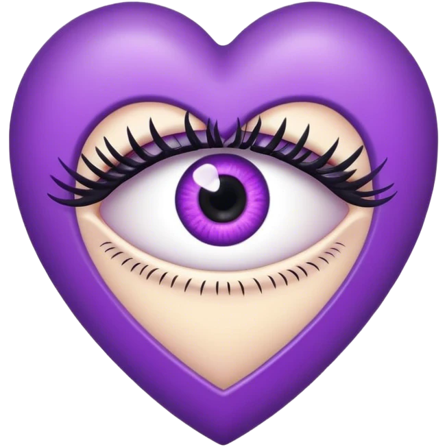 Eye with eyelashes inside purple heart  emoji