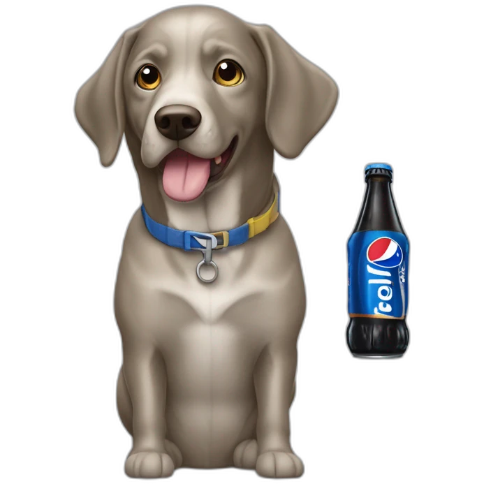 Braque de weimard avec une canette de Pepsi emoji