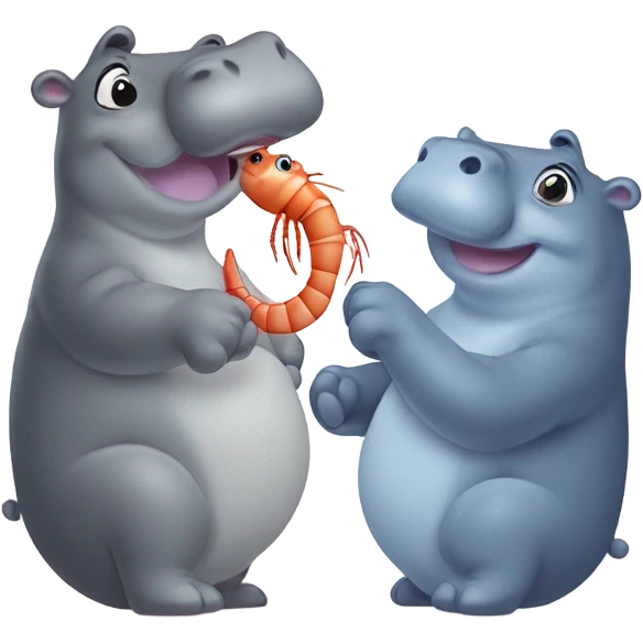 Hippopotamus and shrimp in love  emoji