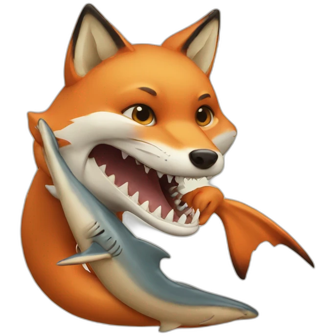 Fox eating shark emoji