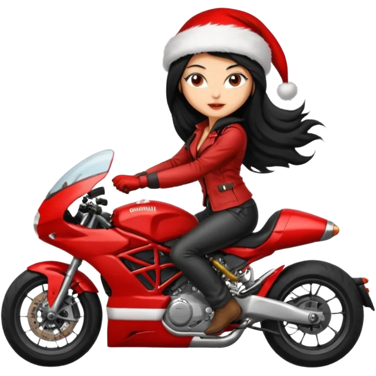 biker girl black long hair moto christmas ducati emoji
