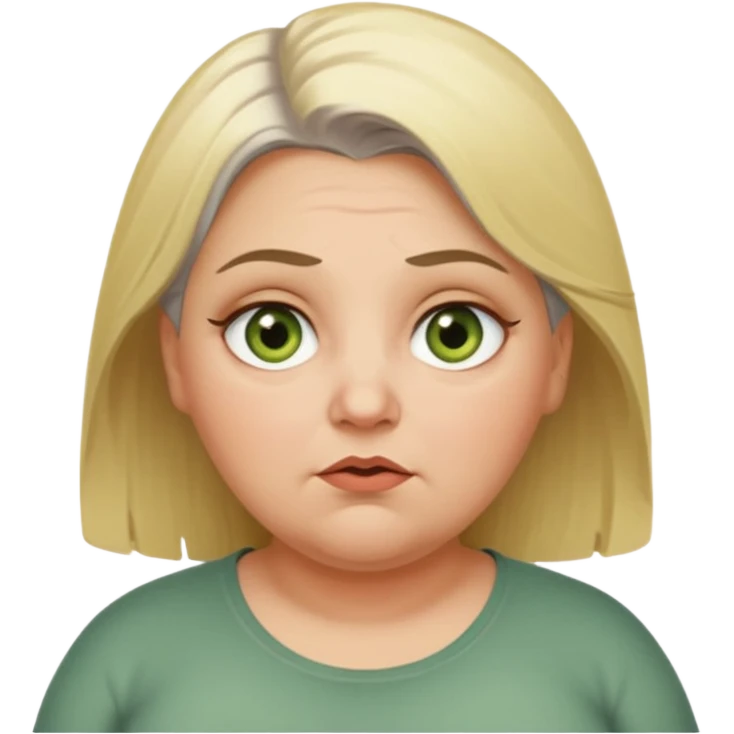 Overweight, blonde and grey haired female with golden green Hazel eyes having a bad week rolling eyes animated emoji