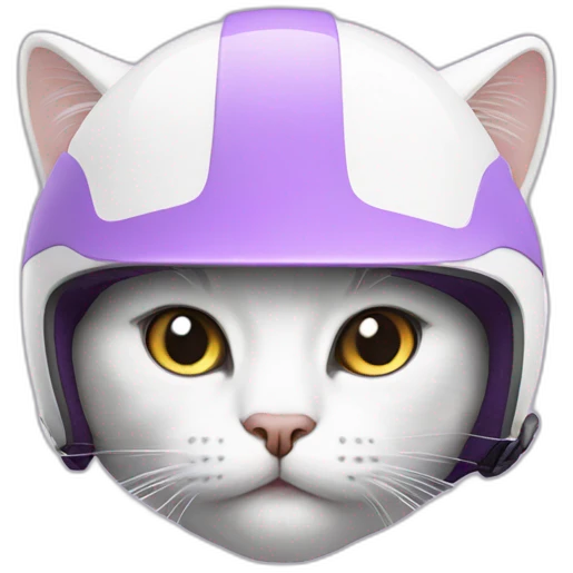 White cat in Lilac helmet emoji
