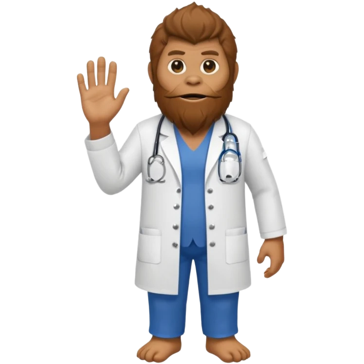Sasquatch with a doctor uniform emoji