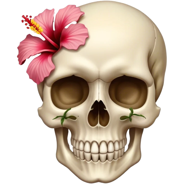Skull with hibiscus behind left ear  emoji