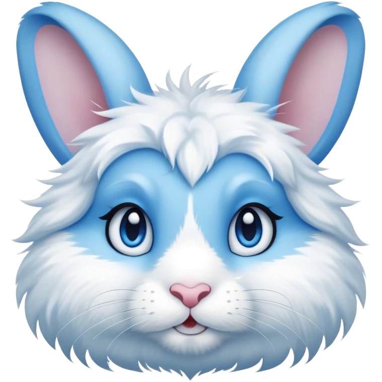 blue and white rabbit with ocean blue eyes emoji