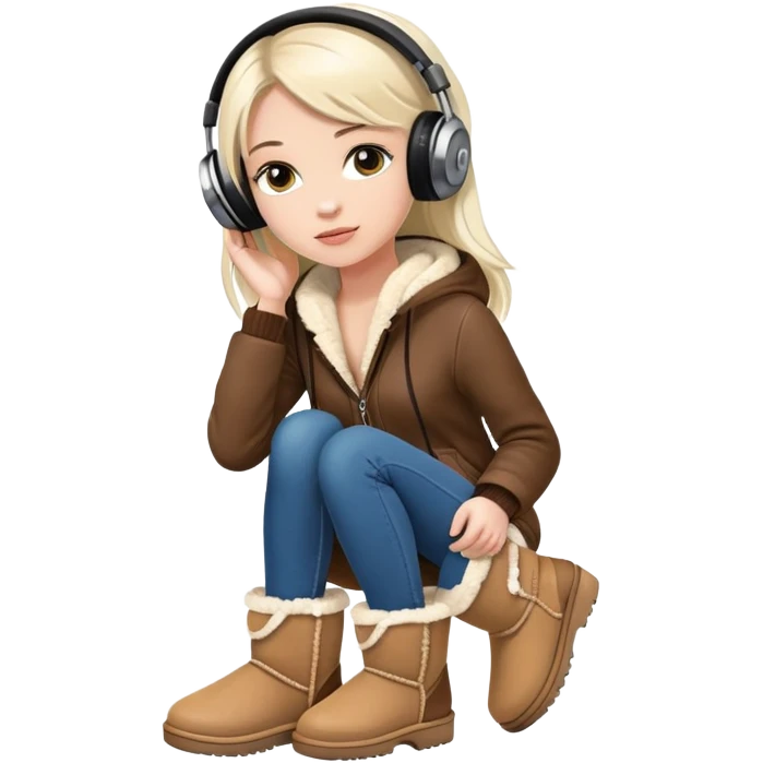 Girl with Uggs and headphones emoji