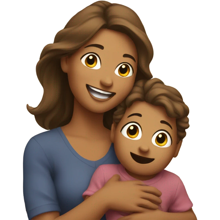 Happy mom holding a toddler emoji