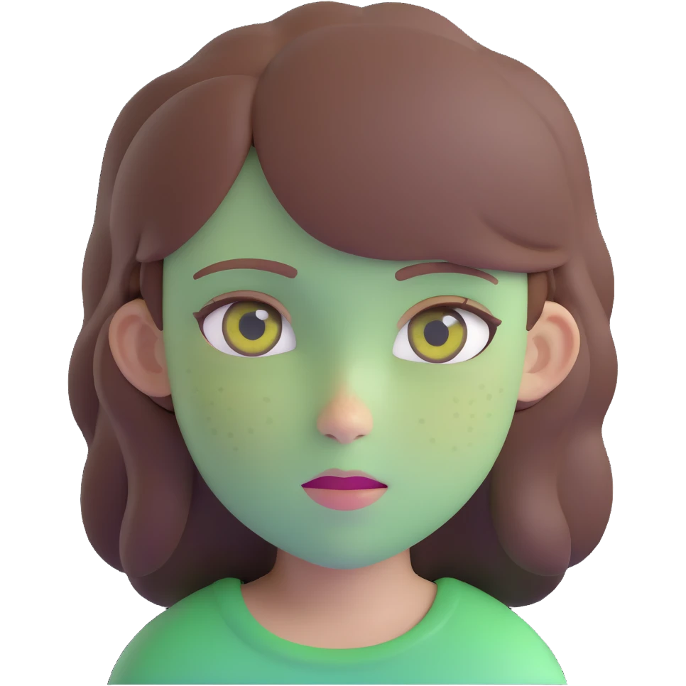 girl with brown hair green eyes and freckles emoji