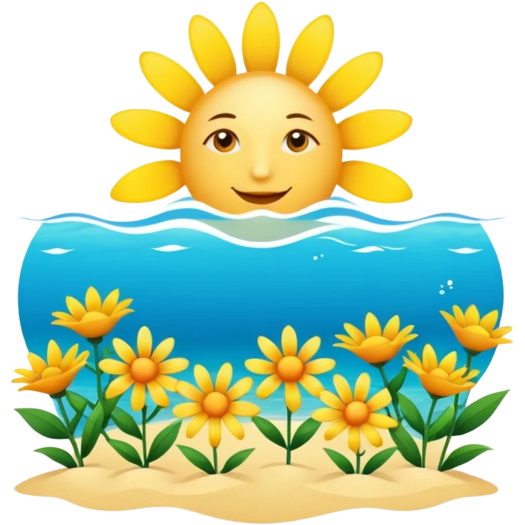 Flowers ,sea and sun emojis emoji