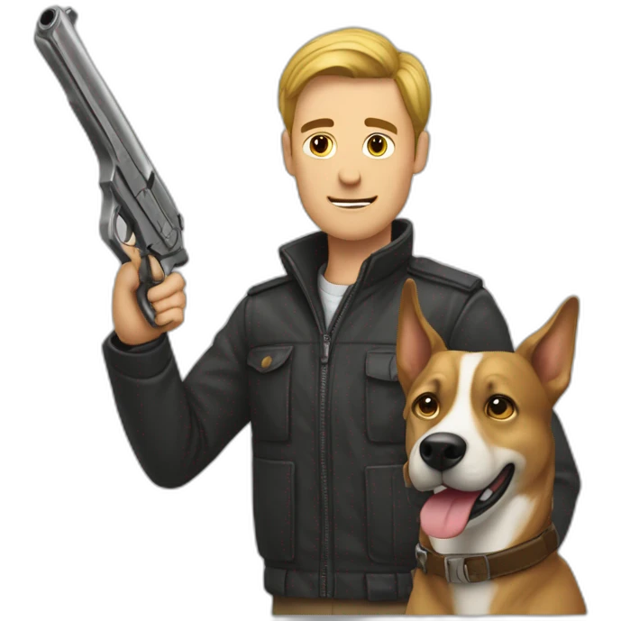 homme avec un chien et un pistolet  emoji
