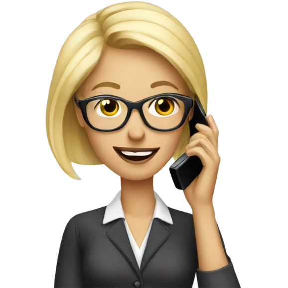 Elegant Blonde woman wearing glasses calling on cell phone emoji