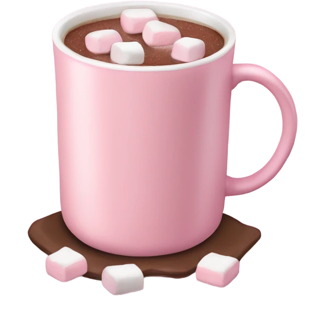 Light Pink mug of hot chocolate with marshmallows  emoji