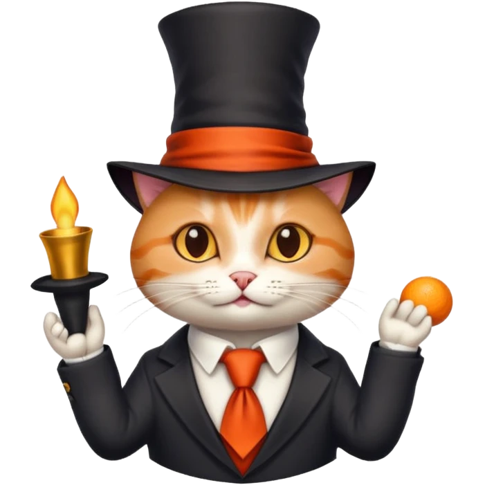 Gato con corbata roja y sombrero de mago emoji