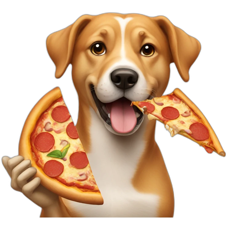 Dog eating a pizza emoji
