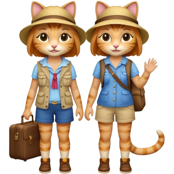 2 girl cats dressed up as tourists full body emoji
