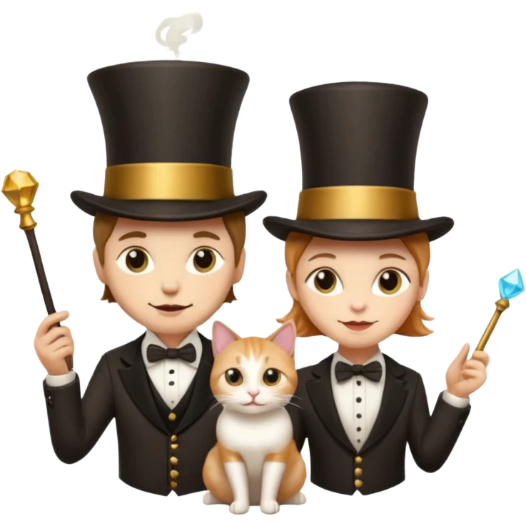magician couple and their pet cat emoji