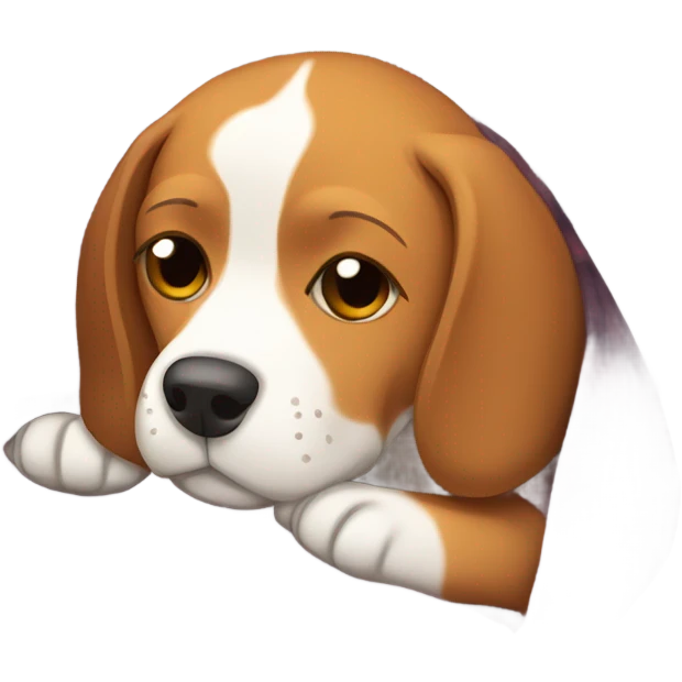 Beagle under  warm plaid blanket emoji